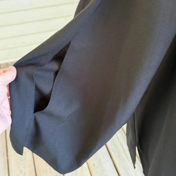 NWT Catherines Blouse Plus 5x 34/36W Black Chiffon Jeweled Top Split Sleeve - Picture 4 of 9